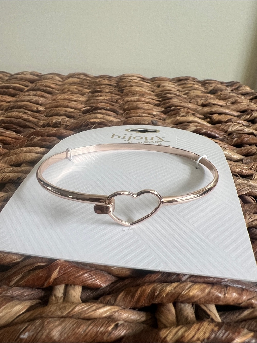 Bisjoux Rose Gold Open Heart Bangle Bracelet